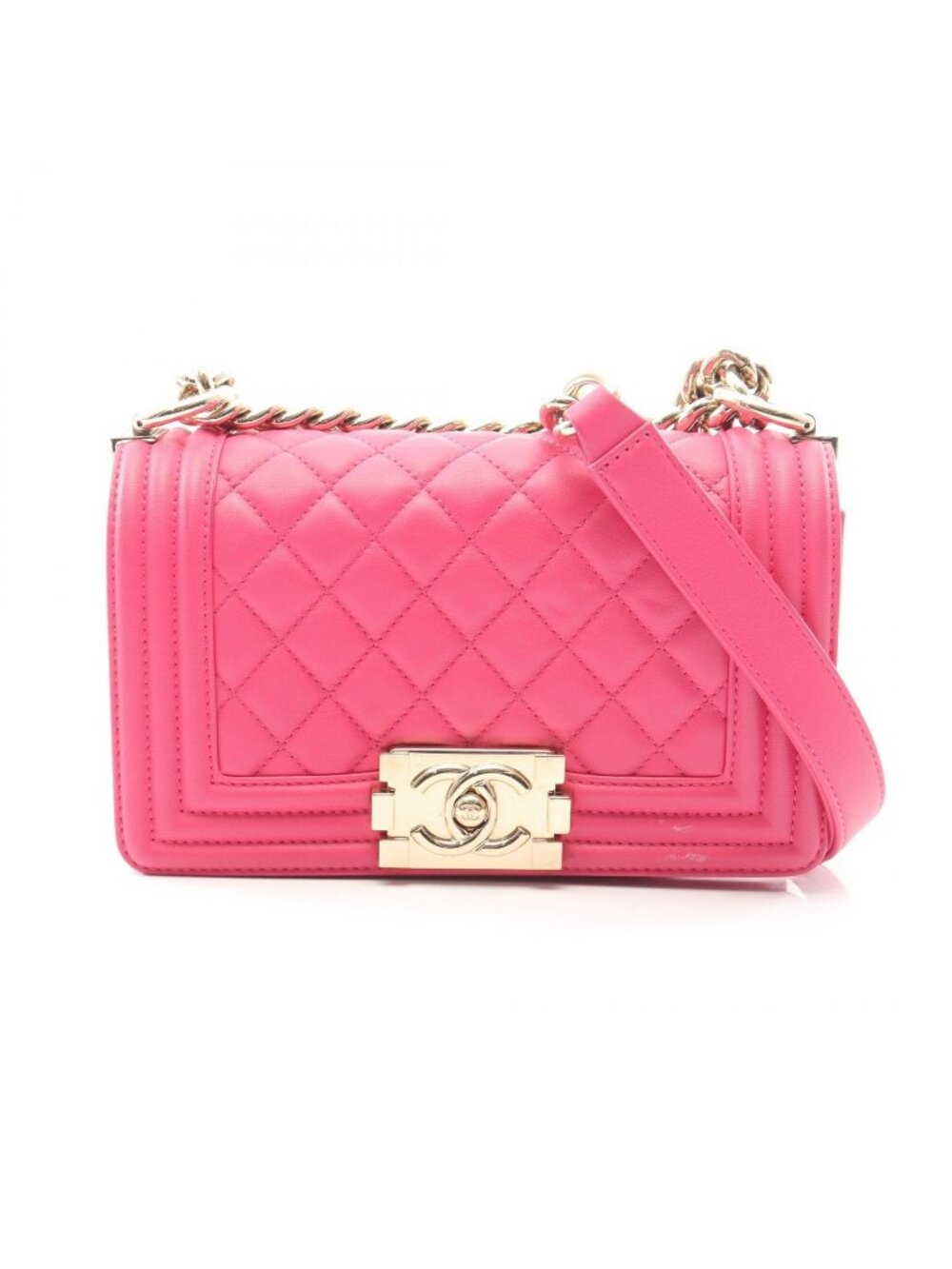 Chanel Shoulder Bag Small Pink Lambskin Chain